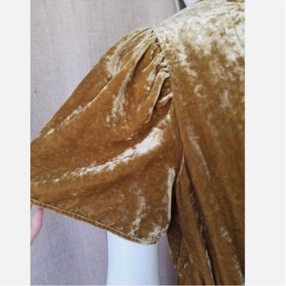 Anthropologie Somerset Maxi Dress Golden Velvet Whimsical Fairy Grunge Like New - Picture 6 of 12